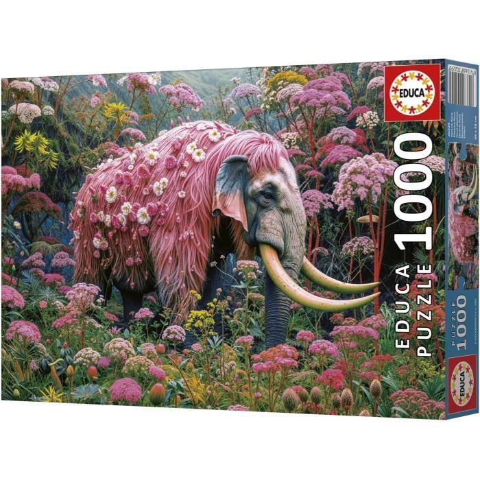 Puzzle - EDUCA - Éléphant Fleuri - 1000 pièces - 48x68 cm - Pour adultes - Animaux