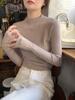 2025 Spring-Autumn Slim Fit Half High Neck Knitted Top for Women