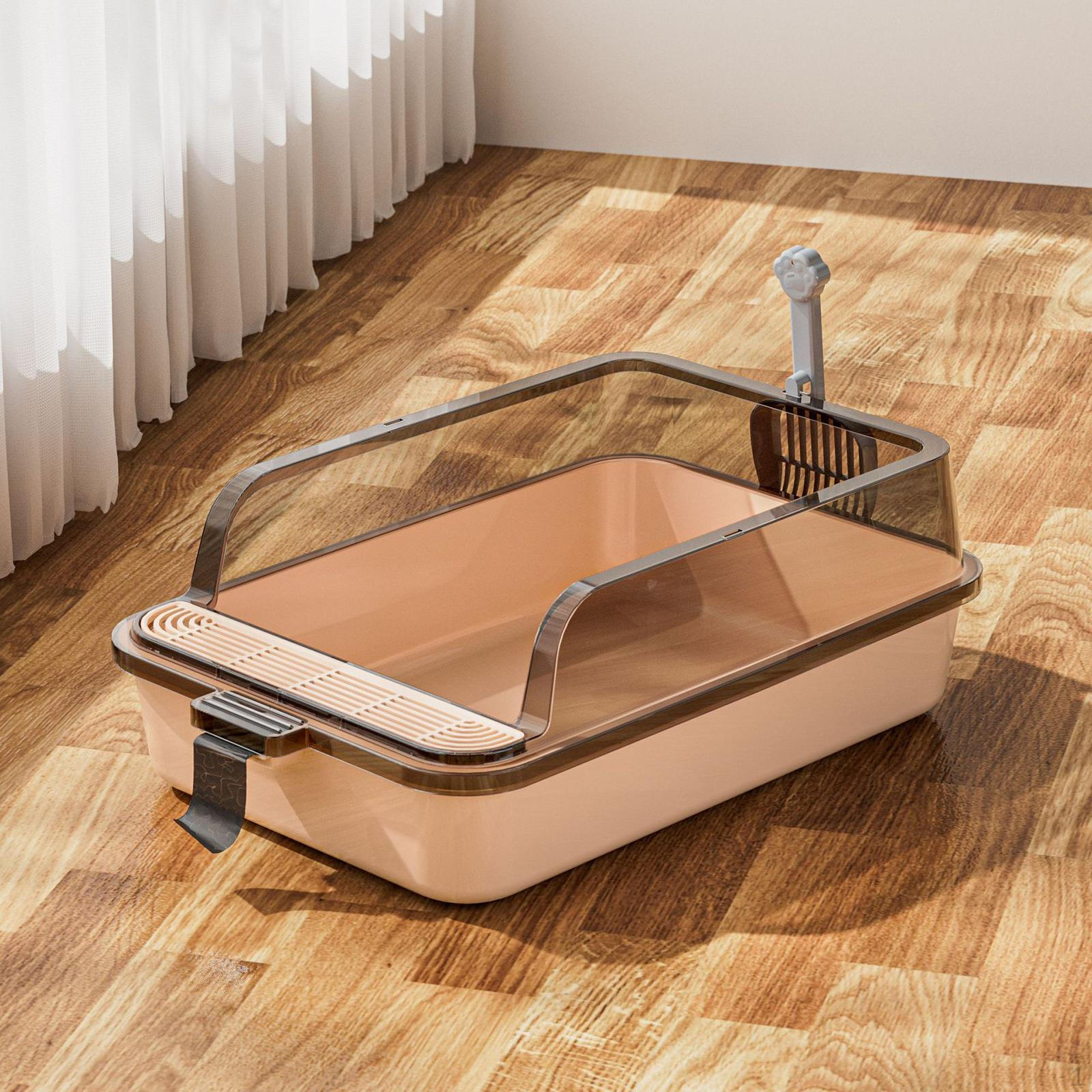 

Cat Litter Pan with Elevated Walls for Small Pets коричневий