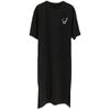 Summer Short Sleeved Loose Korean Printed Slit Mid Length Dress T-shirt for Women's Fashion