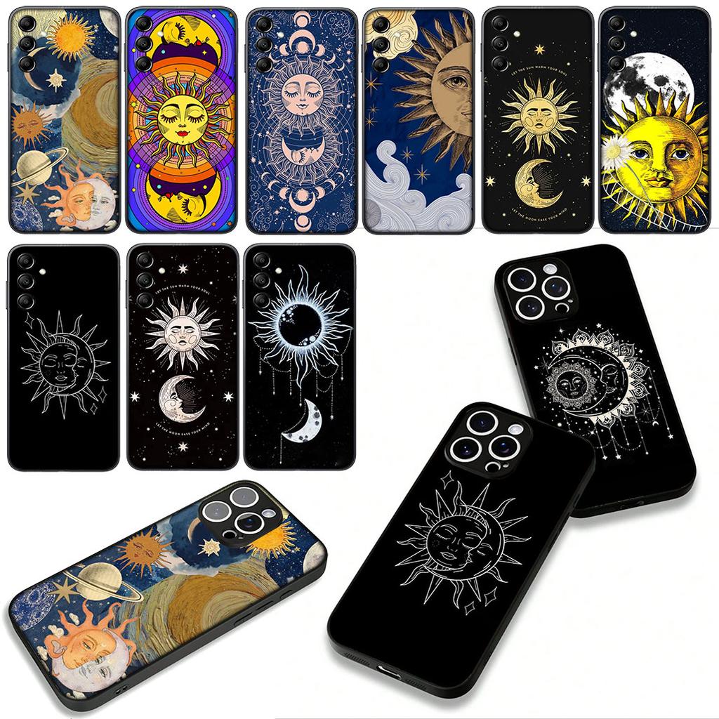 For OPPO A54 A40 A60 A80 A18 A16 A17 A38 A78 A79 A57 A55 A96 A15 A12 Phone Cover Case Funny Sun Moon Face Casing