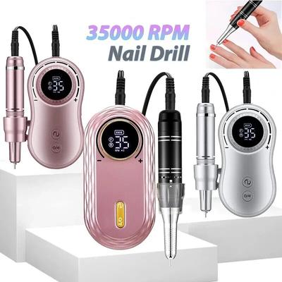 Tragbare elektrische Nagelbohrmaschine, 35.000 U/min, professioneller wiederaufladbarer Nagelbohrer für Acrylnägel, Entfernen von Nagelgellack