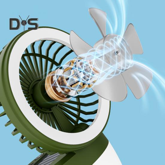 Solar Camping Fan Licht Modi Geschwindigkeit Einstellbar USB Aufladbare 2-In-1 Mehrzweck Outdoor Wandern Zelt Hängen Fan Lampe Notfall Laterne