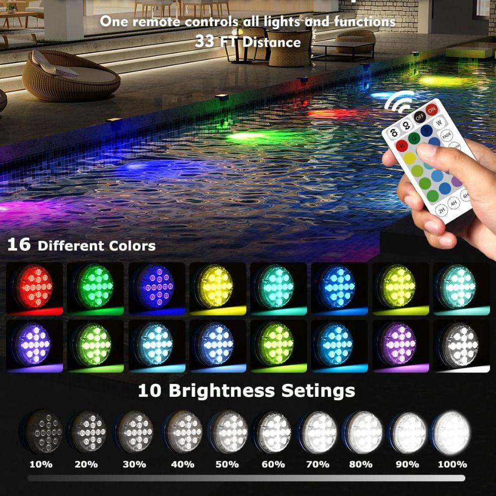 Brightness Levels Solar Pool LED Light RGB Color Timer Solar Powered Light Fountain