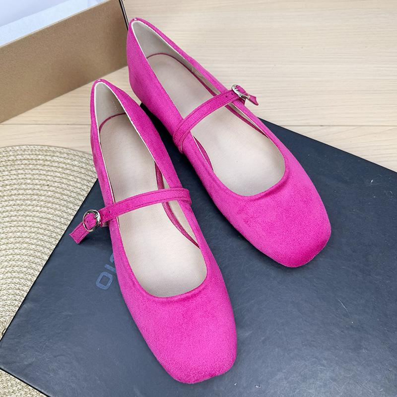 Fashion Flat Shoes for Women 2025 Square Toe Shallow Mouth Suede New Mary Jane Shoes Large Size Women's Shoes 42 43 44 Zapatos