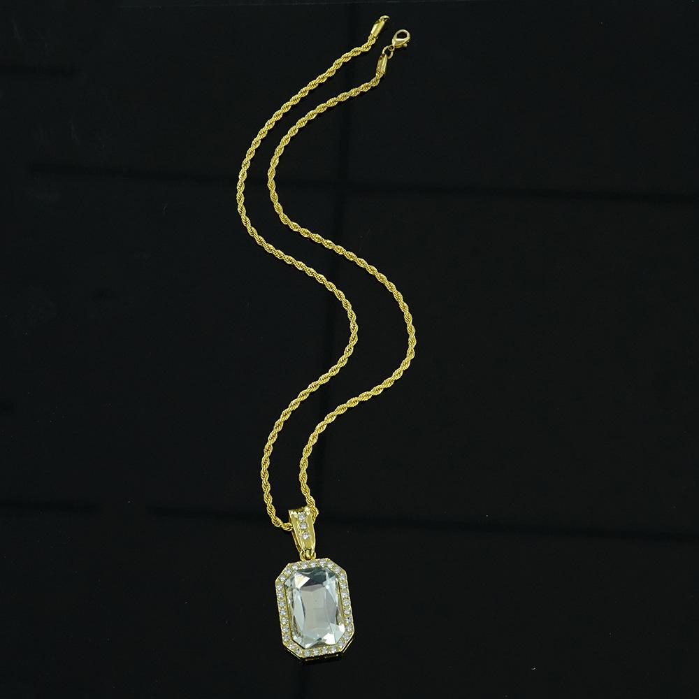Ruby Necklace Personality Fashion Commuting Simple Gem Pendant Europe and America New Fried Dough Twists Necklace Jewelry