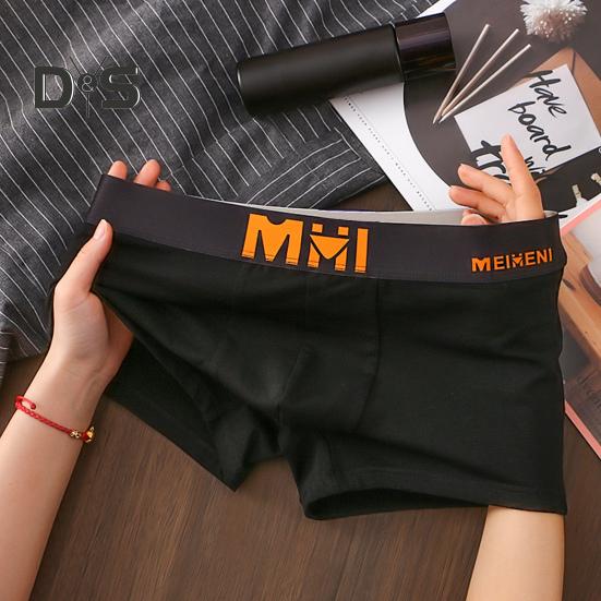 Men Boxer Underwear Mid-rise Elastic Waistband Letter Print Shorts Briefs U-Convex Breathable Panties Daily Wear