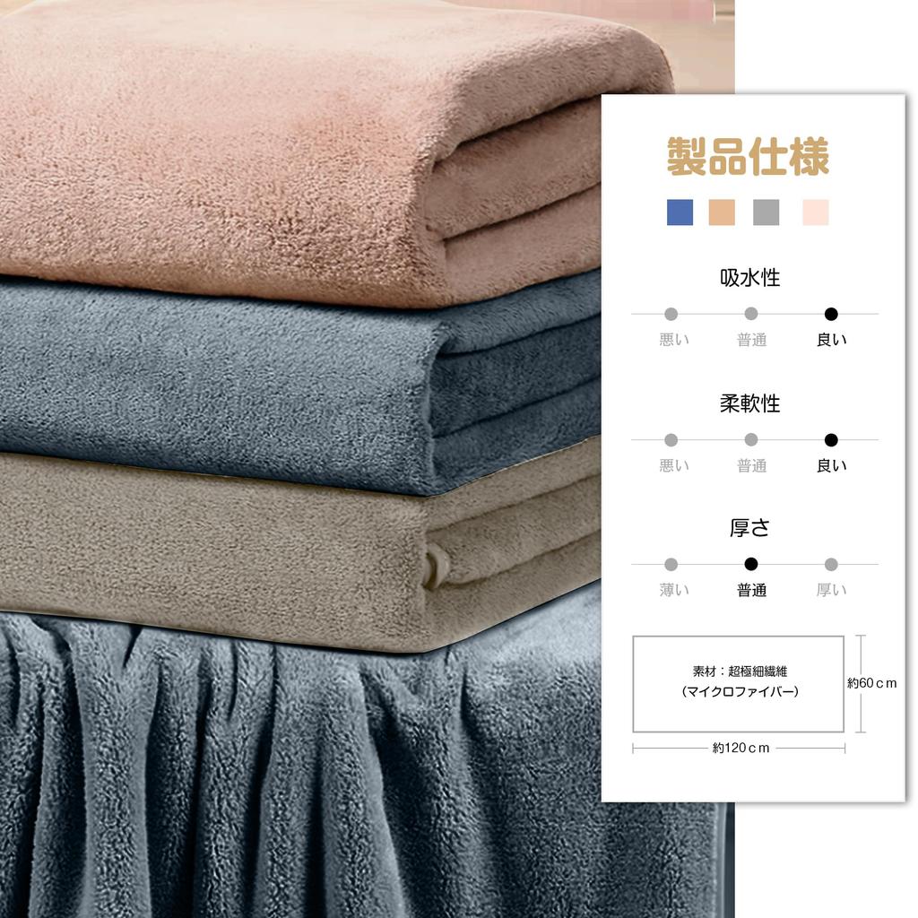 tkone Bath Towels of Smoky Soft to the Perfect for Professional and (Set 4, Blue) - Fluffy, Large, Absorbent, Quick-Drying, Hotel-Grade, Touch,