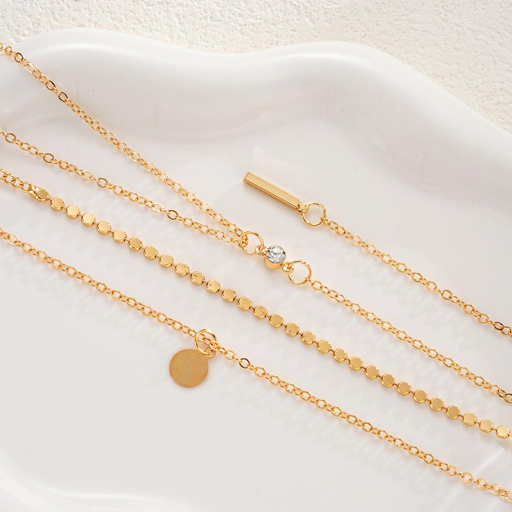 3Pcs/Set MultiLayer Round Disco Coin Chain Necklace for Women Simple Gold Color Pendant Necklaces Set Trendy Party Jewelry Gifts