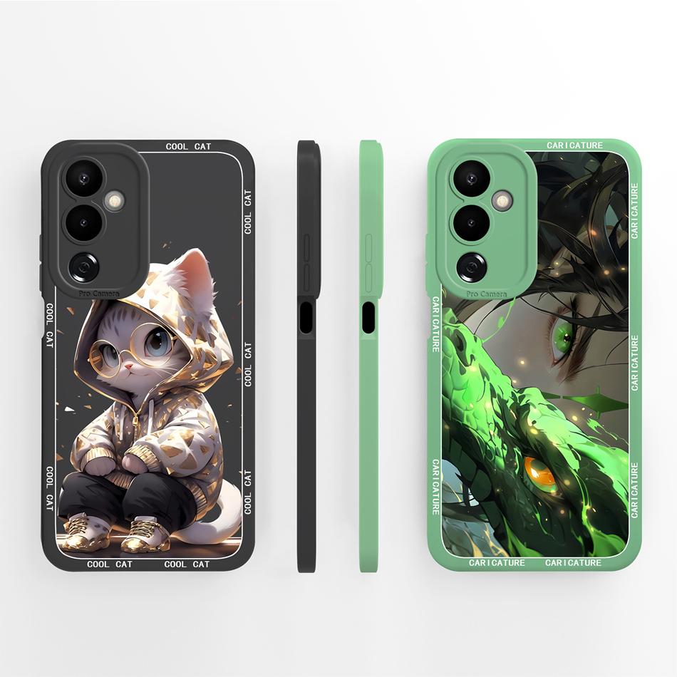 For Tecno Pova 4 5 Pro Phone Case Funny Animals Soft Smooth Liquid Silicone High Quality Cover For Tecno Pova5 Shockproof Shell