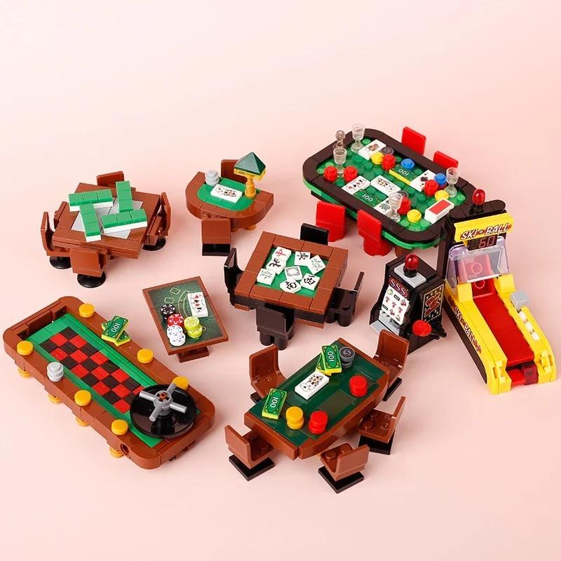 Set de Accesorios de Bloques de Construcción de Ciudad Máquina de Mahjong Consola de Juegos Muebles Sofá Cama Piano Refrigerador Juguete Mini Ladrillos Floristería