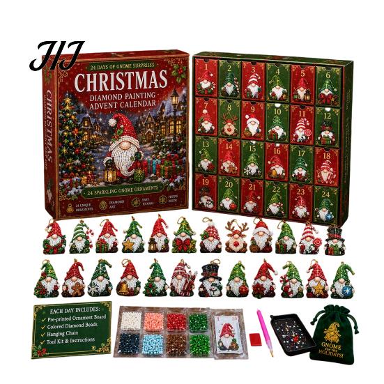 Scatola Conto alla Rovescia per Rituale di Halloween Calendario dell'Avvento Gnomo, Arte Creativa con Diamanti Finti Fai-da-te per Natale Idea Regalo Festivo Kit Creativo, Ornamenti da Appendere Fatti a Mano