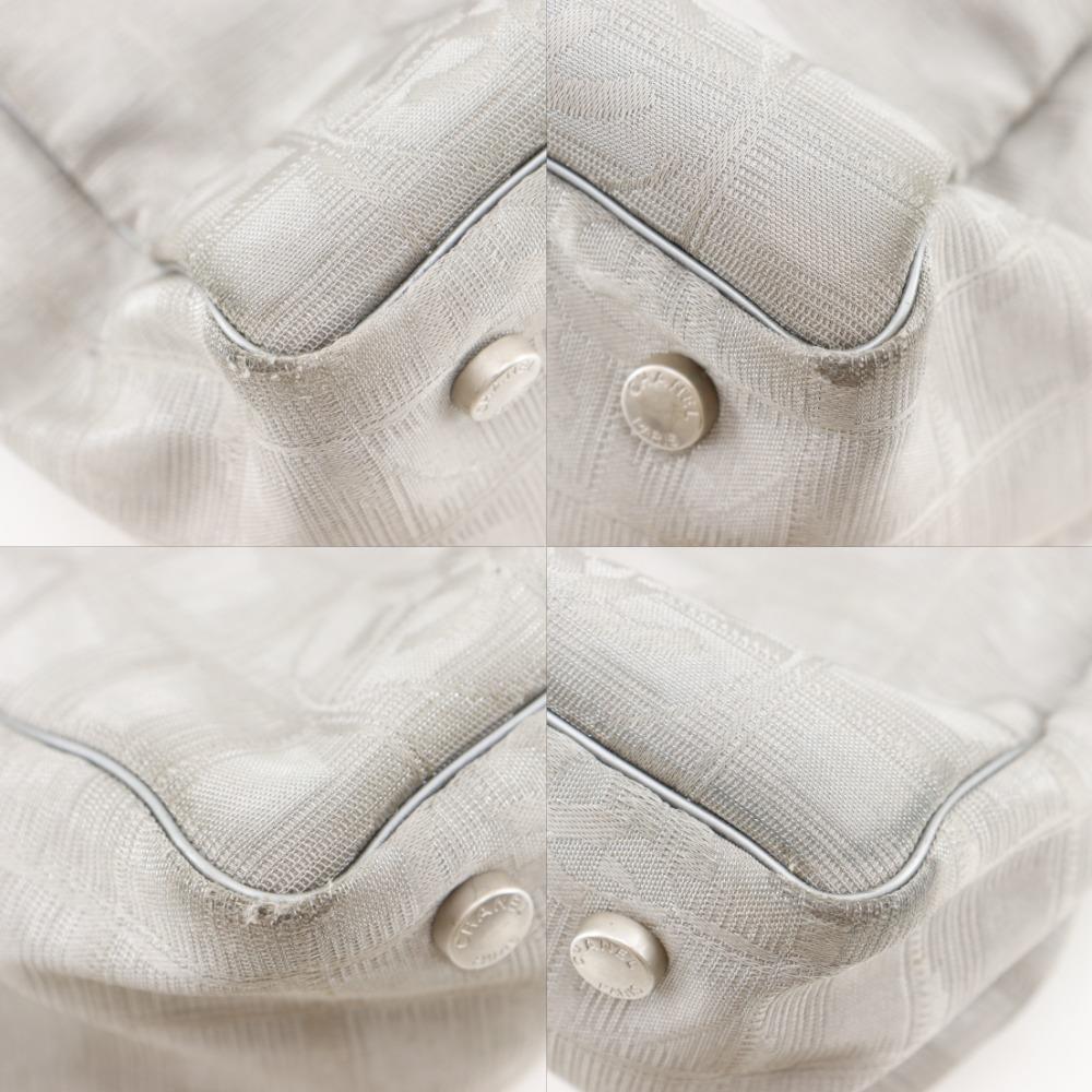 CHANEL Tote MM Tote Bag A15991 New travel line Silver Nylon canvas Women Used