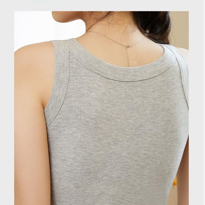 Women's Summer and Spring Sleeveless Thin Suspender Vest with Bottom Inside and Anti Tarnish Outside