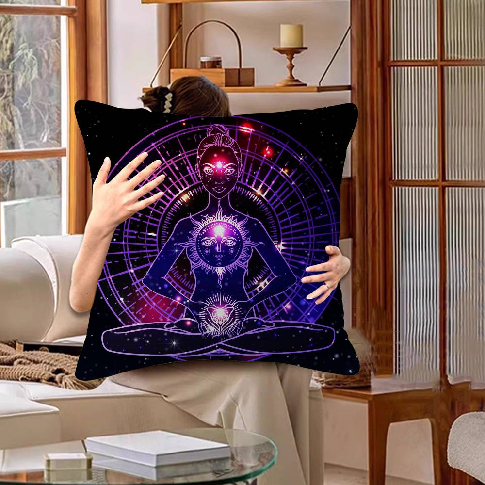 Meditation Seven Chakra Pillow Gift Home Office Decoration Bedroom Sofa Car Cushion Cover Case 45X45