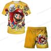 Directional Hot Selling Summer Boys Cool Dinosaur with Stars Printed Short-Sleeved Shorts Suit Abstract Style