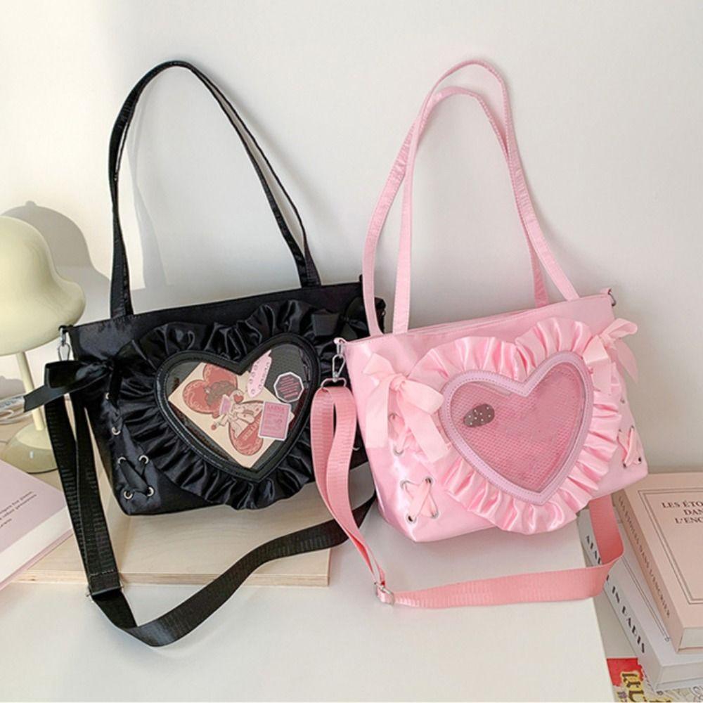 PU PVC Transparente Umhängetasche Schnürung Schleife Handtasche Kreative Anime Tragetasche Herren