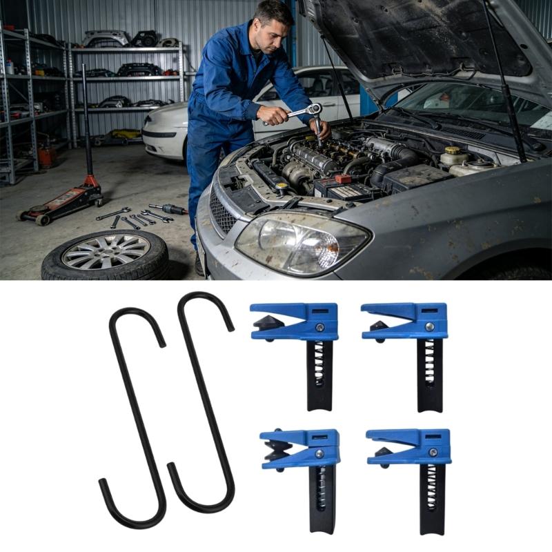 Brake Line Clamp Tool Set Spring Action Hose Control Kit with 4 Clamps for Brake System Service, Garage Repair, and Inspection Work