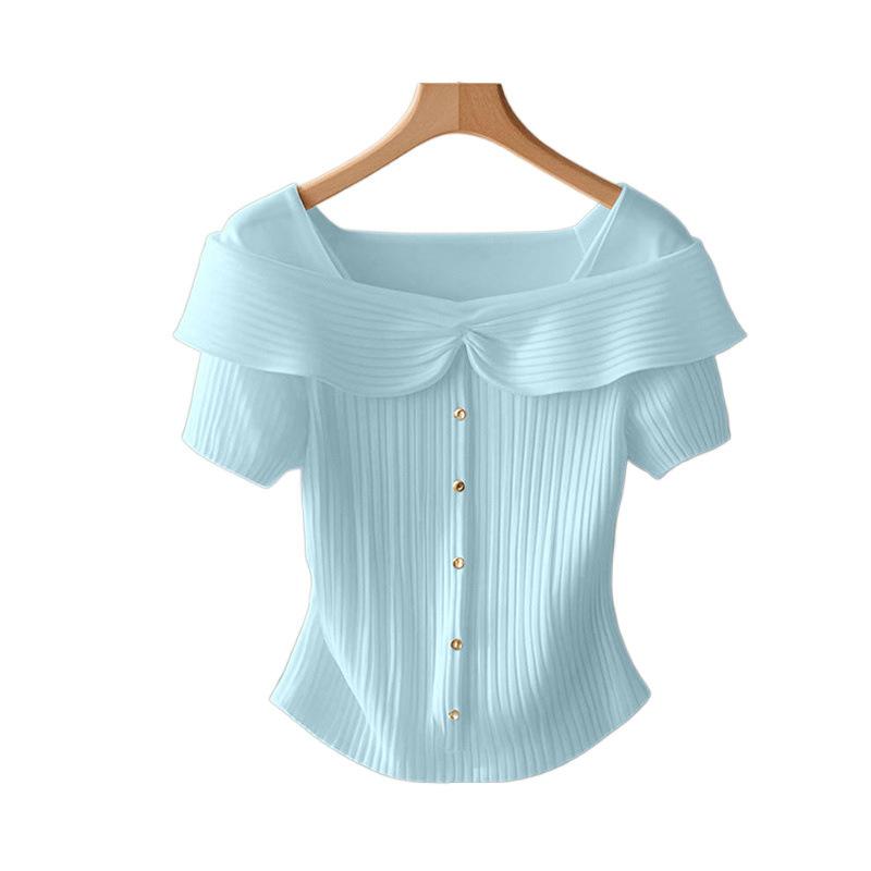 Damen Sommer Kurzarmhemd - Elegantes Knopfdesign im nahöstlichen Stil, Leichtes und atmungsaktives Material, Maschinenwaschbares Unifarbenes Hemd