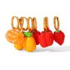 Hoop earrings, niche fruit drop earrings, pineapple orange, titanium steel ear jewelry, versatile and unique earrings