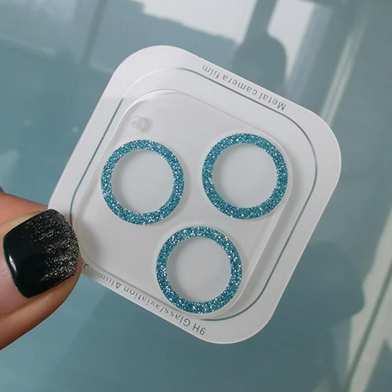 

Модная блестящая защитная пленка для камеры iPhone 14 15 13 12 Pro Max Plus, прозрачная защитная стеклянная крышка для объектива For iPhone 15 синий