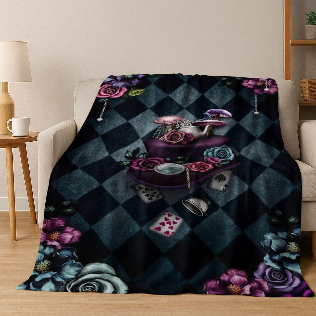 Dream Cheshire Cat Alice In Wonderland Cartoon Flannel Blanket,Cozy Soft Throw Blanket for Home Bedroom Bed Sofa Cover Gift Kid
