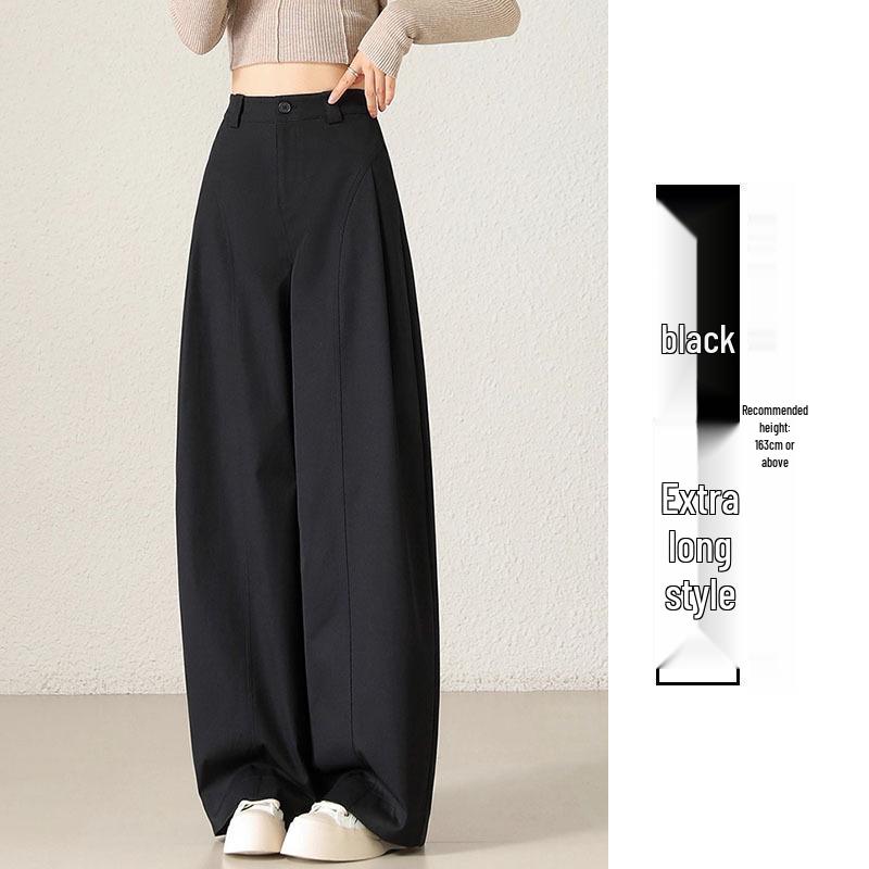 Women's High-Waisted Khaki Wide-Leg Pants with Side Pleats - Slimming, Trendy Fashion for Spring & Autumn 2025