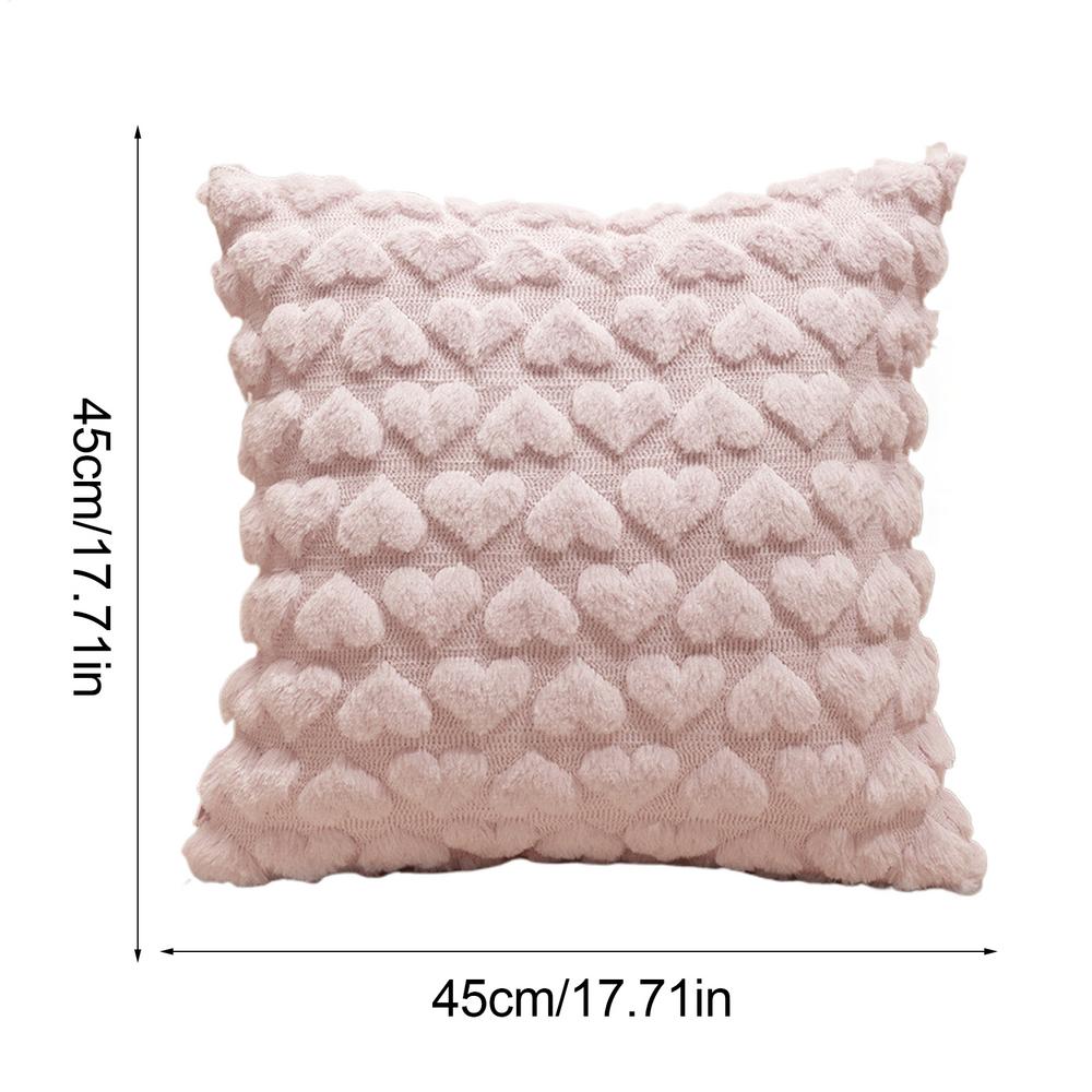Heart Pillow Case Winter Holiday Pillow Case 45x45cm/18x18inch Valentine Throw Pillow Covers Square Pillow Case for Living Room розовый
