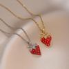 Strawberry Shape Pendant Necklace Fruit Necklace Titanium Steel Texture Fashion Neck Jewelry Suitable for Fashion Lover
