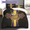 Set Copripiumino Trapuntato con Motivo Minnesota Vikings Decorazione per la Casa Regalo (1 * copripiumino + 2 * federe senza imbottitura)