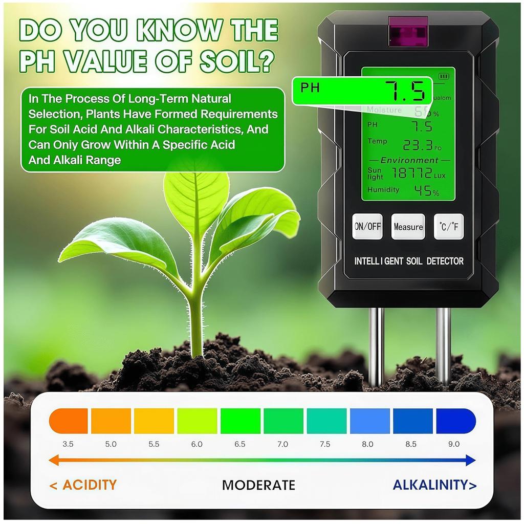 Soil Tester Soil Moisture Meter Fele Soil Temperature Soil pH Meter Moisture Soil Detector