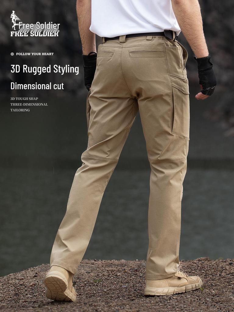 Free Soldier Men's Tactical Cargo Pants: Stretch, Plaid, Multi-Pocket, Wear-Resistant Outdoor Wear