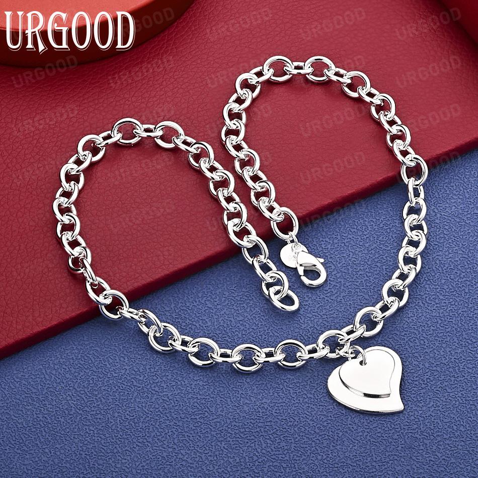 Exquisite And Romantic 925 Sterling Silver Heart-Shaped Necklace - A Perfect Banquet Gift.