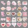 Heart-Shaped Pink Nordic Stickers - 50 pcs Waterproof DIY Decorative for Phone Cases