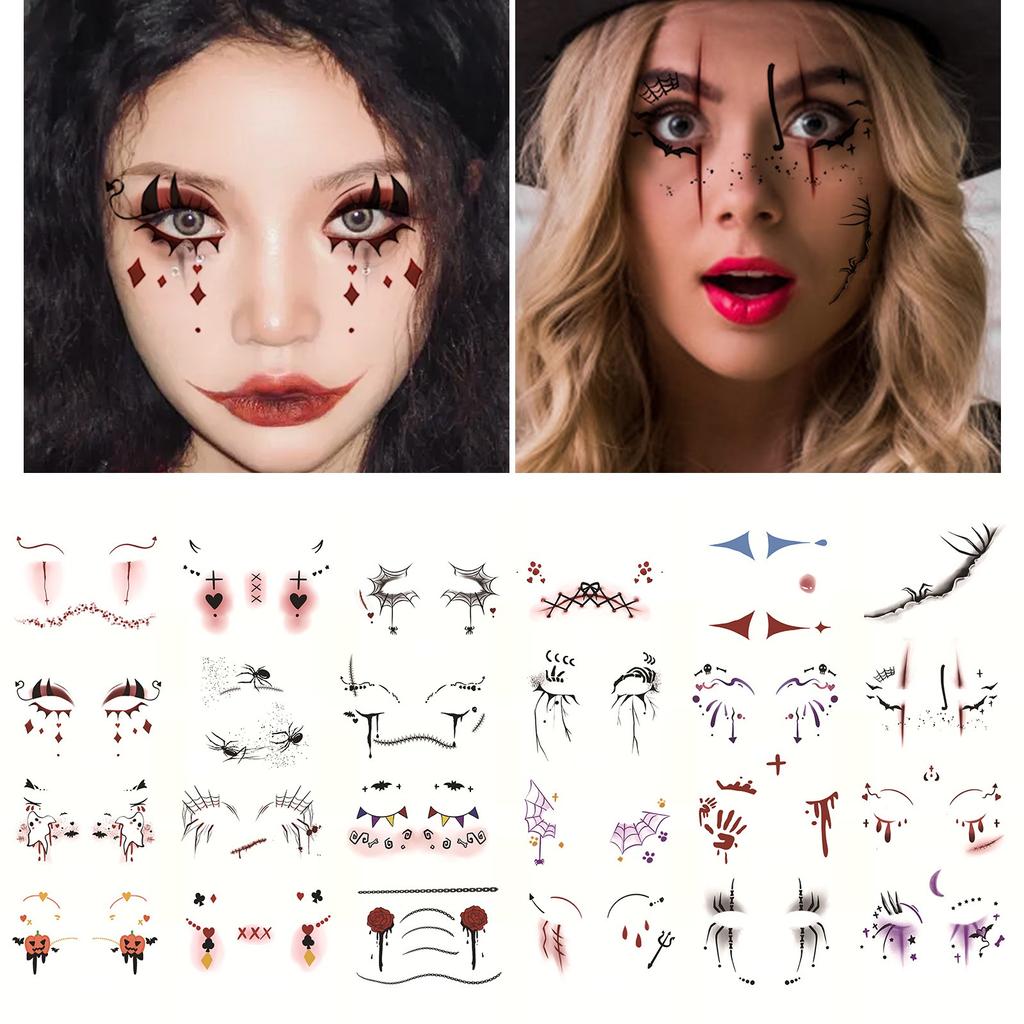 Halloween Gesicht Augen Aufkleber Eye Liner Lidschatten Temporäre Aufkleber Aufkleber Für Frauen Mädchen Halloween Kostüm Cosplay Bekleidung Zubehör Party