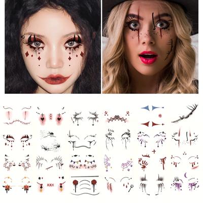 Halloween Face Eye Stickers Eye Liner Eyeshadow Temporary Stickers Stickers For Women Girls Halloween Costume Cosplay Apparel Accessories Party