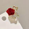 Beautiful Red Rose Flower Small Hair Claw Pretty Rose Metal Mini Decorative Hair Styling Clips Women Girls Hair Accessories