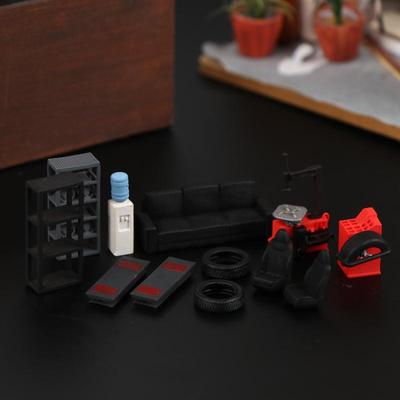 12 Stück/Set 1/64 Autoreparaturwerkzeuge Modellset Mikro-Garagen-Szene Display Requisiten Zubehör