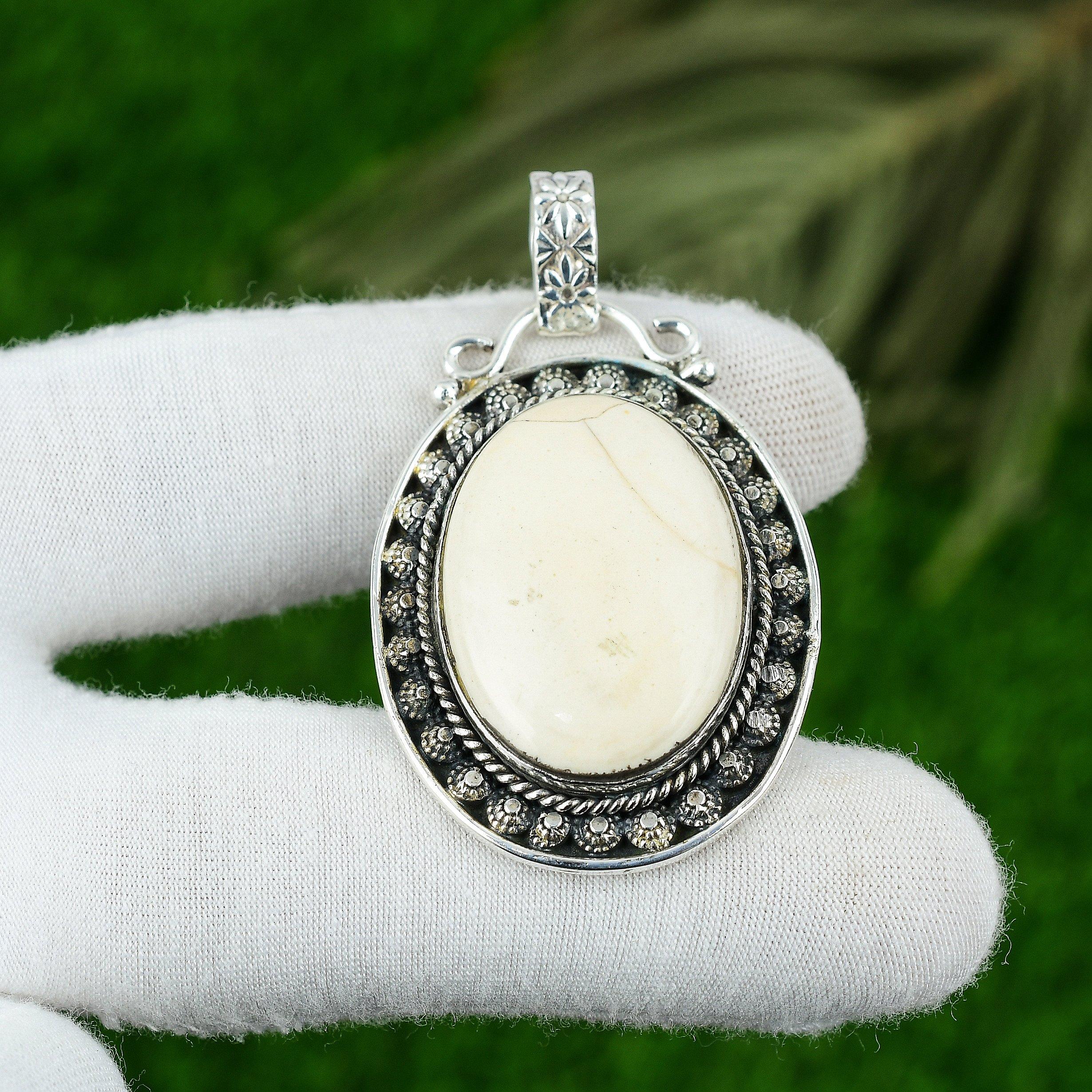 

925 Sterling Silver Pink Opal Stone Handmade Anniversary Mother Pendant Jewelry