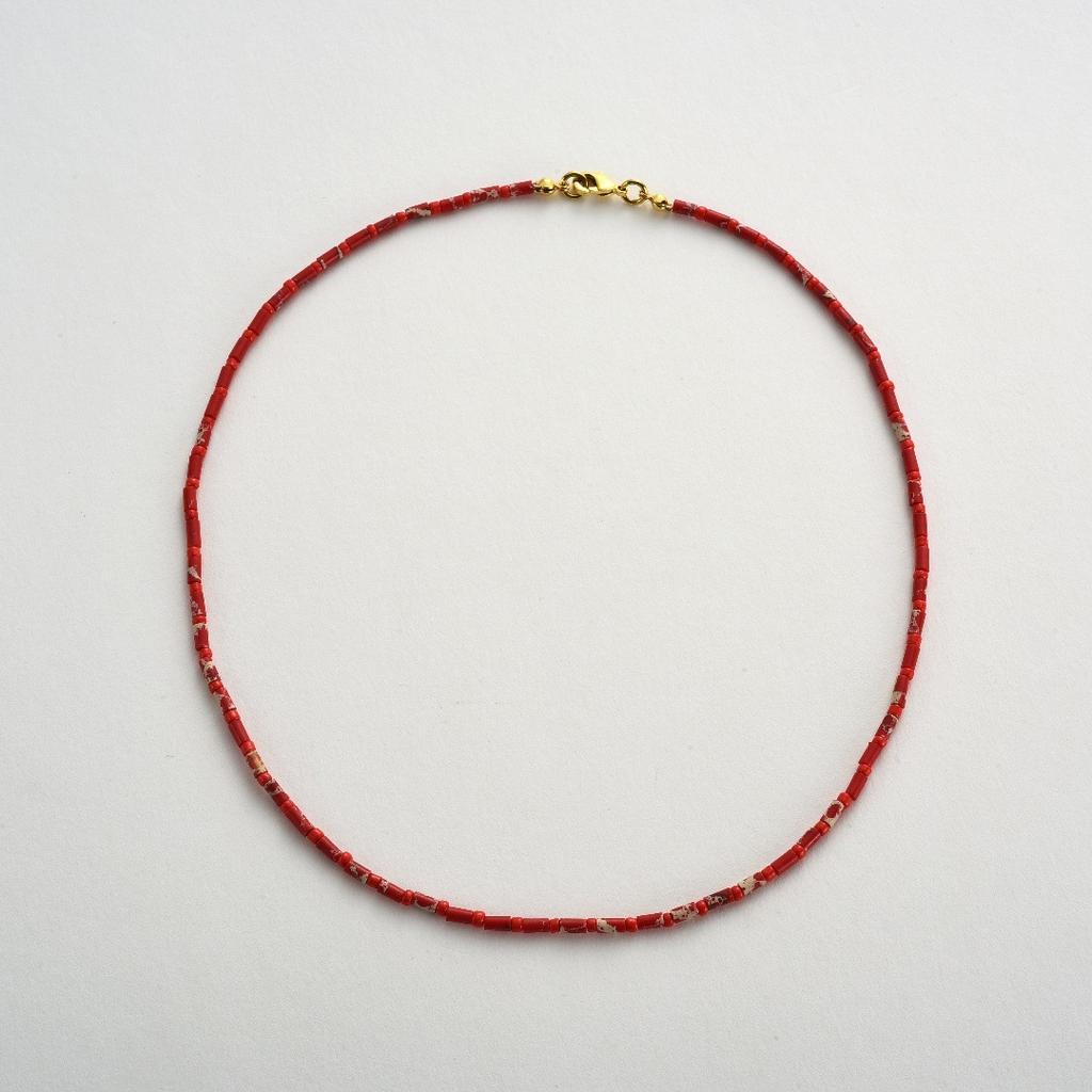 Simple Vacation Style Fashion Necklace Temperament Personality Retro Red Jasper Handmade Beaded Collarbone Chain Niche Necklace Women