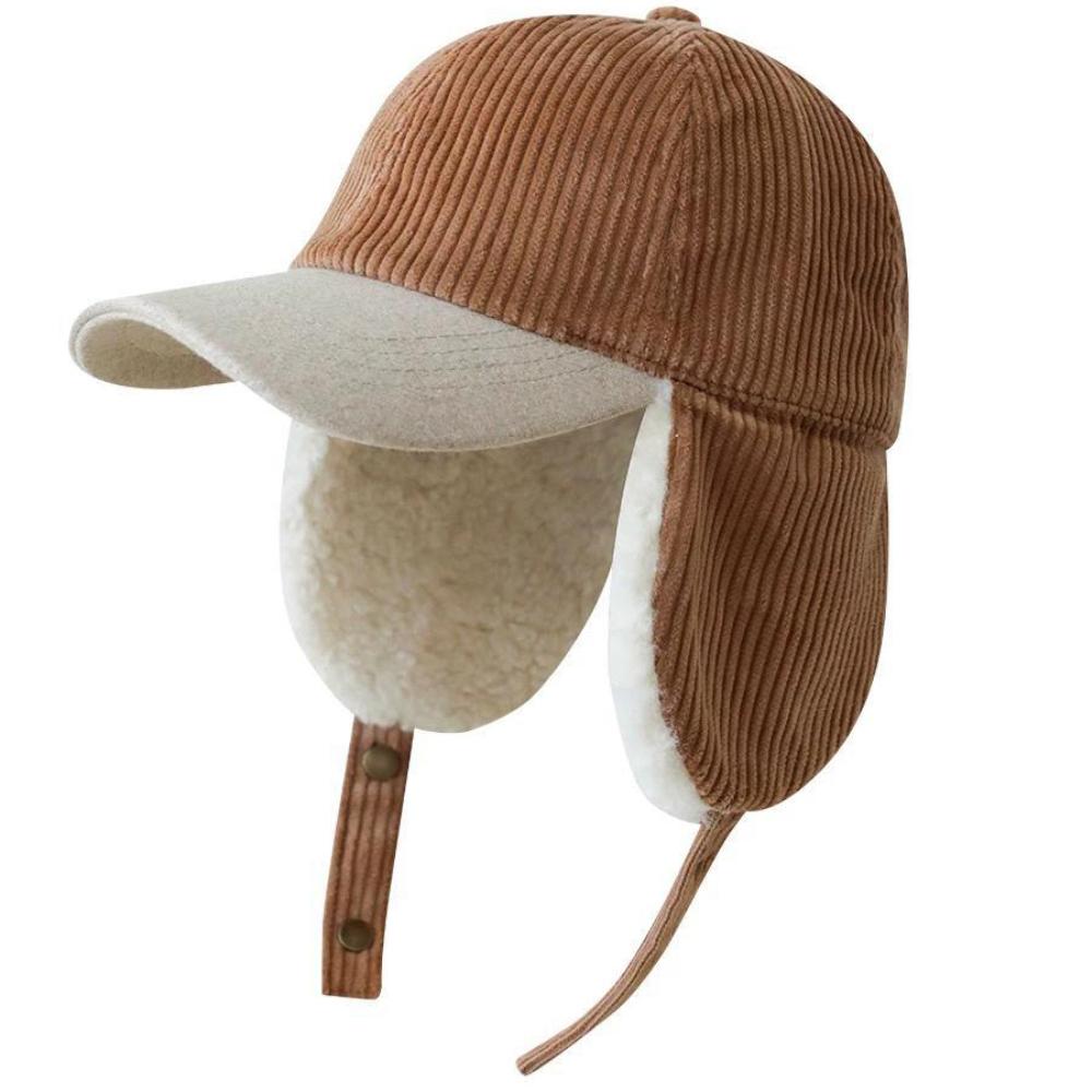 

HT4854 Baseball Cap Men Women Thick Warm Autumn Winter Hat Male Female Fleece Lined Earflap Cap 6 Panels Baseball Hat Riding Cap 56-59cm кавовий