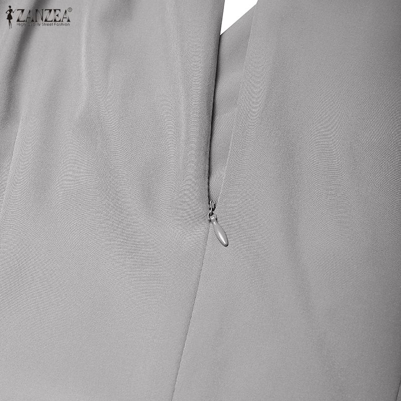 ZANZEA Salopetă casual pentru femei, cu decolteu în V, mânecă lungă, largă, cu picior lat