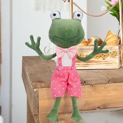 Creative Frog Plush Toy with Overalls – Cute Long-Legged Doll for All Seasons & Festive Decor