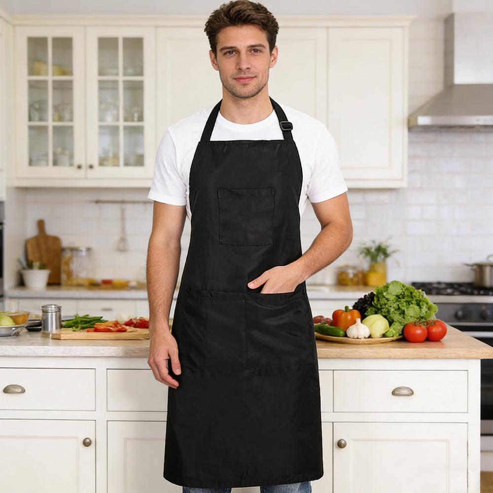 Custom Logo Neck Hanging Apron for Restaurants, Cafes, and Shops чёрный