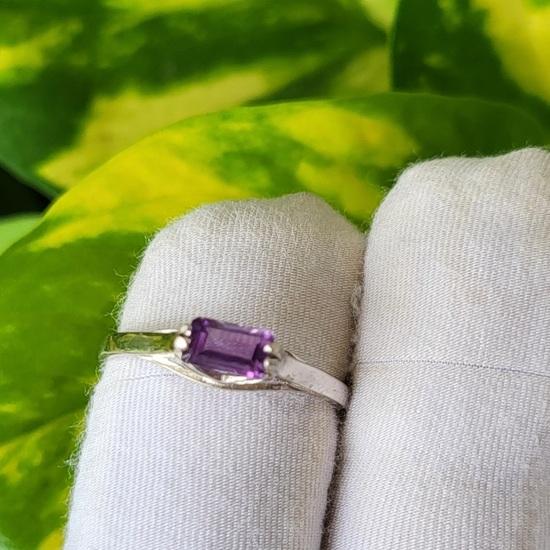 Natural  Purple Amethyst Gemstone 925 Sterling Silver Ring 7.5 US, Gift Ring