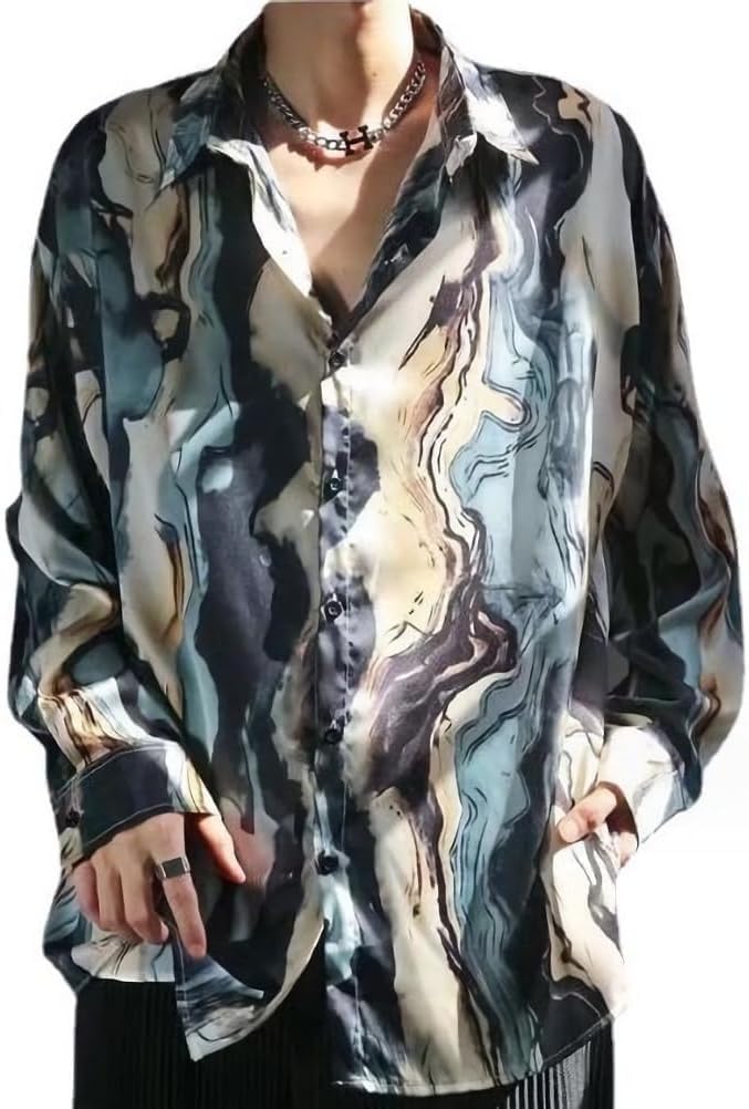 

Ретро Топы Рубашки Рубашки с длинным рукавом Стиль брата Свободный Повседневный Азиатский Этнический Длинный рукав Силуэт Мода Курорт Воротник Гладкий Уличный Узор Длинный