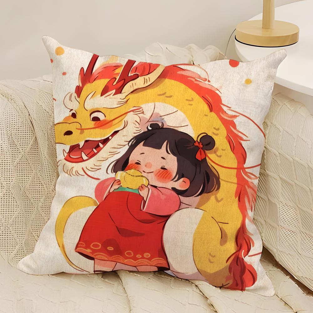 fashing Retro Japanese style prints Pillow Case Natural Linen Double-Sided Printing Sofa Home Decor Cushion Cover