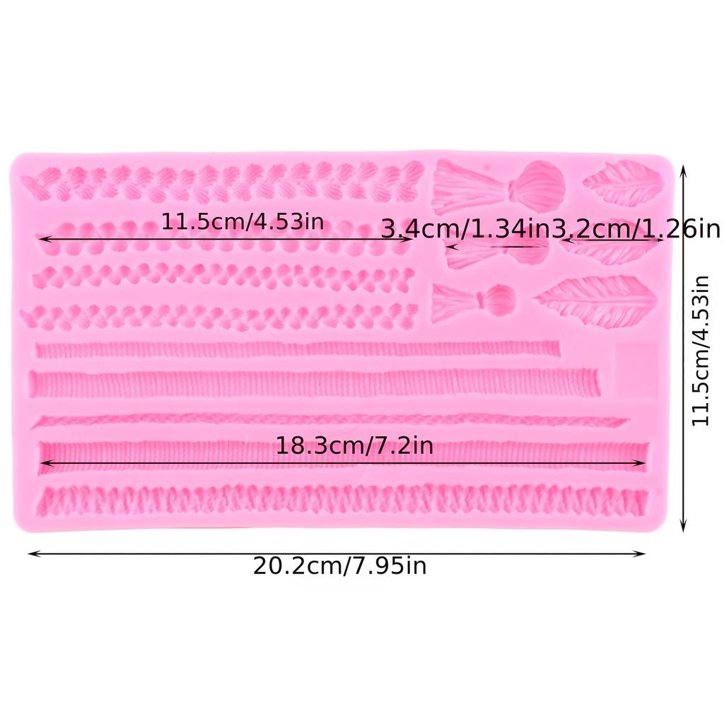 Twist Rope Fondant Mould Macrame Tassel Silicone Moulds Sugarcraft Baking Tools Cake Border Cake Decorating Tools Candy Clay Chocolate Moulds