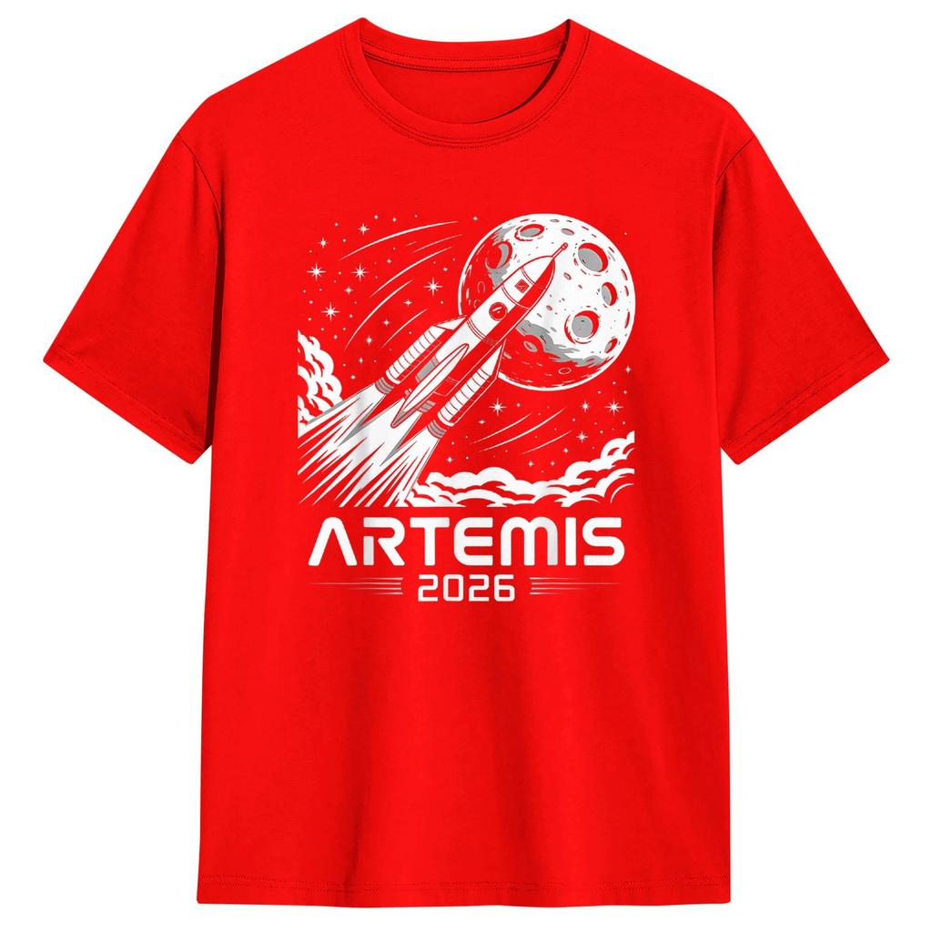 Harajuku T Shirt Beach Artemis Launch To The Moon Hipster T Shirts Cotton Tshirt for Unisex Y2K Fun Short Sleeve Tees