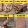 Cool slippers summer wear new bag head sandals first layer cowhide thick heel soft sole sandals women's retro hole shoes